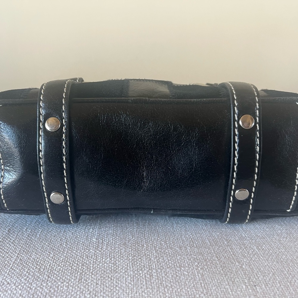 Vintage Isabella Fiore Checkerboard Patchwork Satchel - Leather & Suede Y2K - Picture 5 of 15